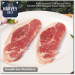 Beef Sirloin AGED BY GOODWINS Australia STEER young cattle (Striploin / New York Strip / Has Luar) frozen brand Harvey/Midfield ROAST MINI 2" 5cm (price/pc 800g)